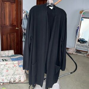 J Jill, Open-Front Shawl-Collar Cardi with front patch pockets